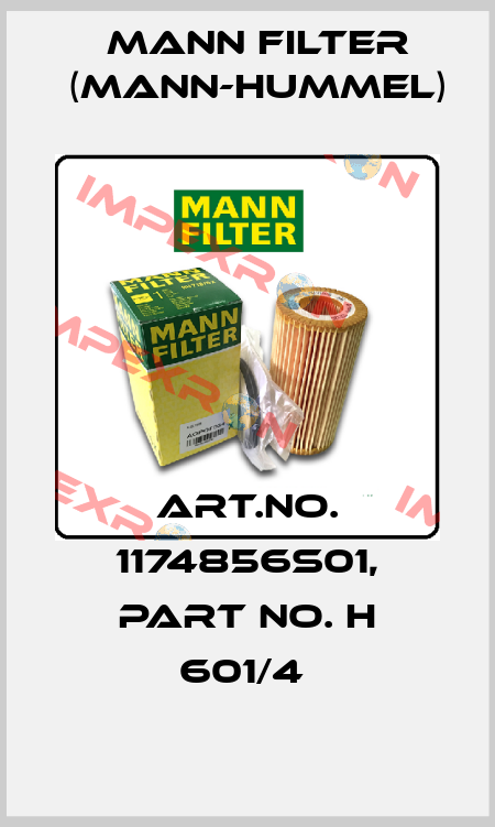 Art.No. 1174856S01, Part No. H 601/4  Mann Filter (Mann-Hummel)