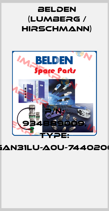 P/N: 934889009, Type: GAN31LU-A0U-7440200  Belden (Lumberg / Hirschmann)
