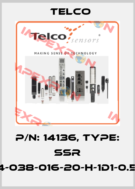 p/n: 14136, Type: SSR 01-4-038-016-20-H-1D1-0.5-J8 Telco