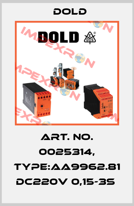 Art. No. 0025314, Type:AA9962.81 DC220V 0,15-3S  Dold