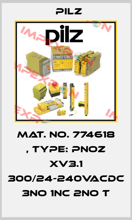 Mat. No. 774618 , Type: PNOZ XV3.1 300/24-240VACDC 3no 1nc 2no t Pilz