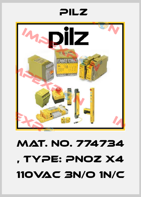 Mat. No. 774734 , Type: PNOZ X4 110VAC 3n/o 1n/c Pilz
