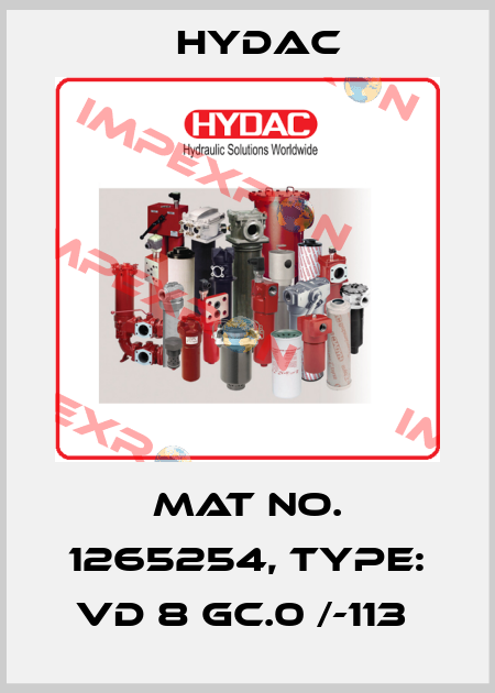 Mat No. 1265254, Type: VD 8 GC.0 /-113  Hydac