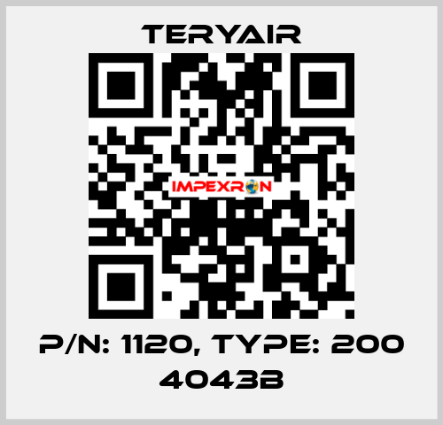 P/N: 1120, Type: 200 4043B TERYAIR