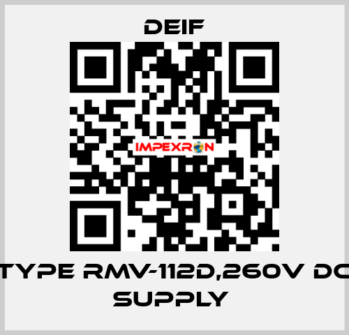 TYPE RMV-112D,260V DC SUPPLY  Deif