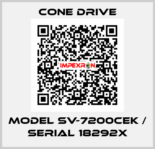MODEL SV-7200CEK / Serial 18292X CONE DRIVE