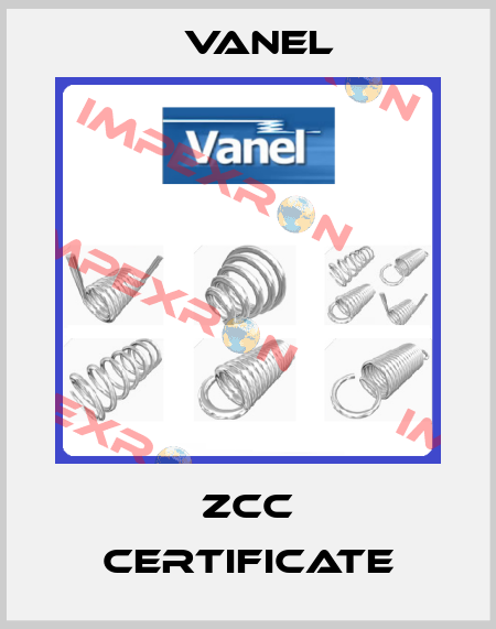 ZCC Certificate Vanel