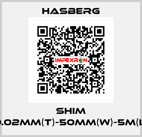 SHIM 0.02MM(T)-50MM(W)-5M(L) Hasberg