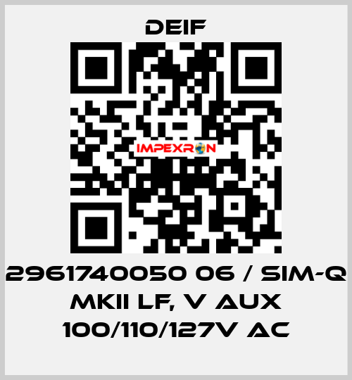 2961740050 06 / SIM-Q MKII LF, V aux 100/110/127V AC Deif