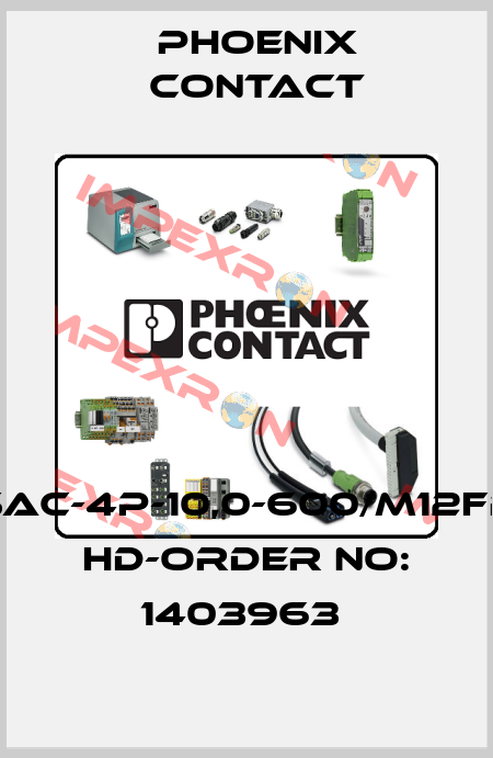 SAC-4P-10,0-600/M12FR HD-ORDER NO: 1403963  Phoenix Contact