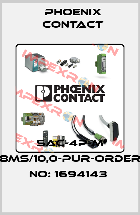 SAC-4P-M 8MS/10,0-PUR-ORDER NO: 1694143  Phoenix Contact