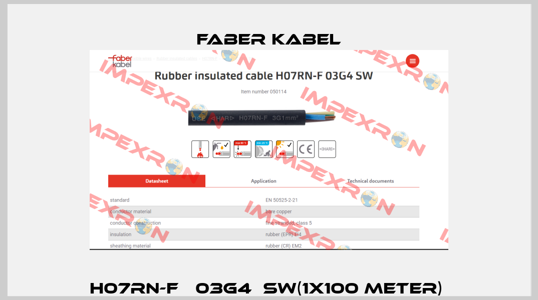 H07RN-F   03G4  SW(1x100 Meter)  Faber Kabel